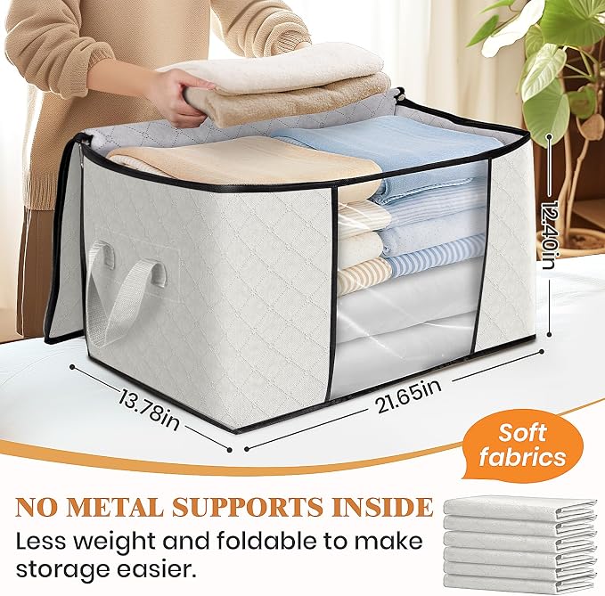4 Pack Storage Bags for Clothes Blanket Storage Bins - Image 2