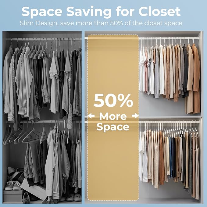 HOUSE DAY White Plastic Hangers 60 Pack, Slim Space-Saving Clothes Hangers | - Image 5