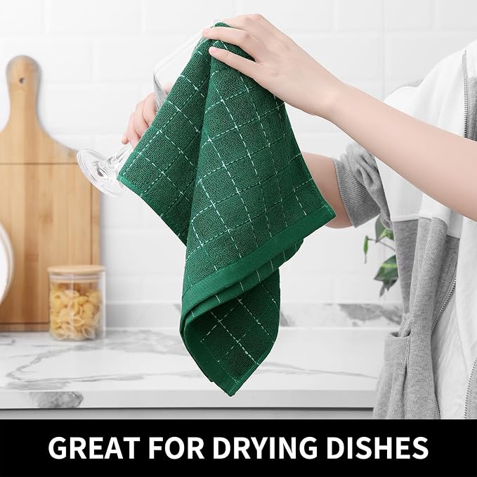 Homaxy Kitchen Towels and Dishcloths Set, Dark Green - Image 4