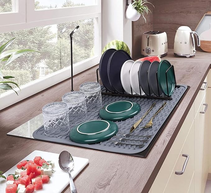 Silicone Dish Drying Mat, Non-Slip Easy Clean Sink Mat, Large Heat-resistant - Image 7
