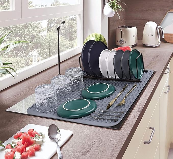 Silicone Dish Drying Mat, Non-Slip Easy Clean Sink Mat, Large Heat-resistant - Image 7