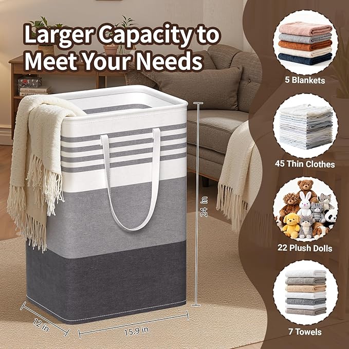 WOWBOX 2 Pack Laundry Baskets, Collapsible Dirty Clothes Laundry Hampers - Image 2
