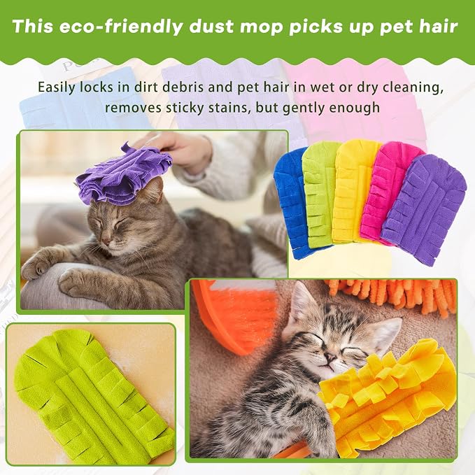 Zubebe 12 Pcs Reusable Duster Refills Fleece, Dark Color | Soft Polyester Fiber - Image 4