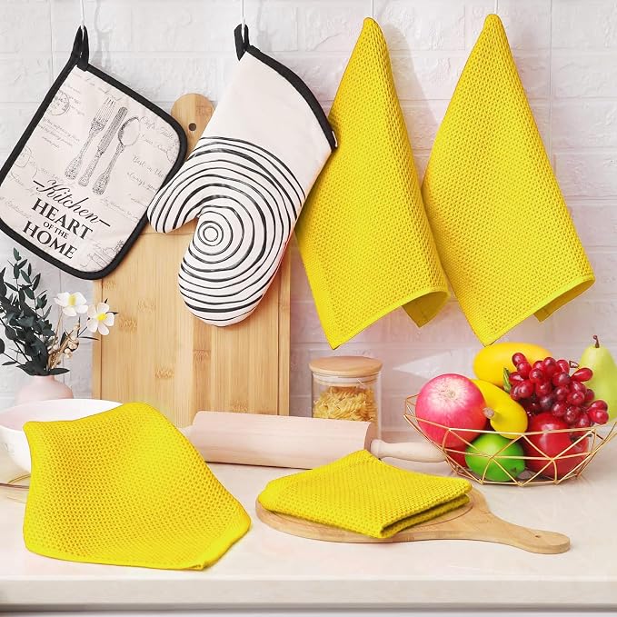 Homaxy 100% Cotton Waffle Weave Kitchen Dish Cloths 12-Pack, Ultra Soft - Image 6
