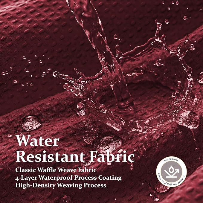 Dynamene Stall Waffle Shower Curtain 256 GSM Heavy Fabric 60x72 Burgundy - Image 8