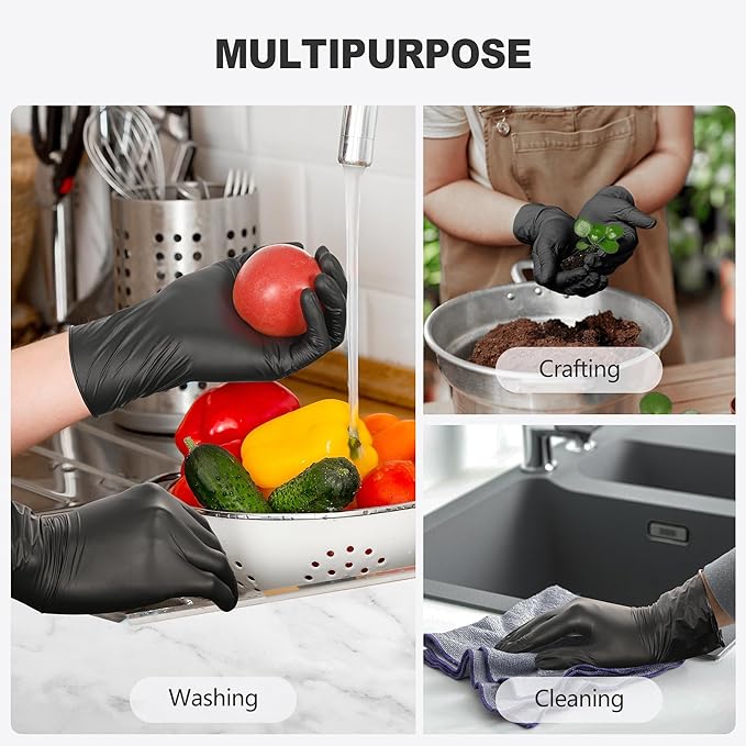 Black Vinyl Gloves, Food Grade Gloves Disposable Latex Free | Powder Free - Image 5