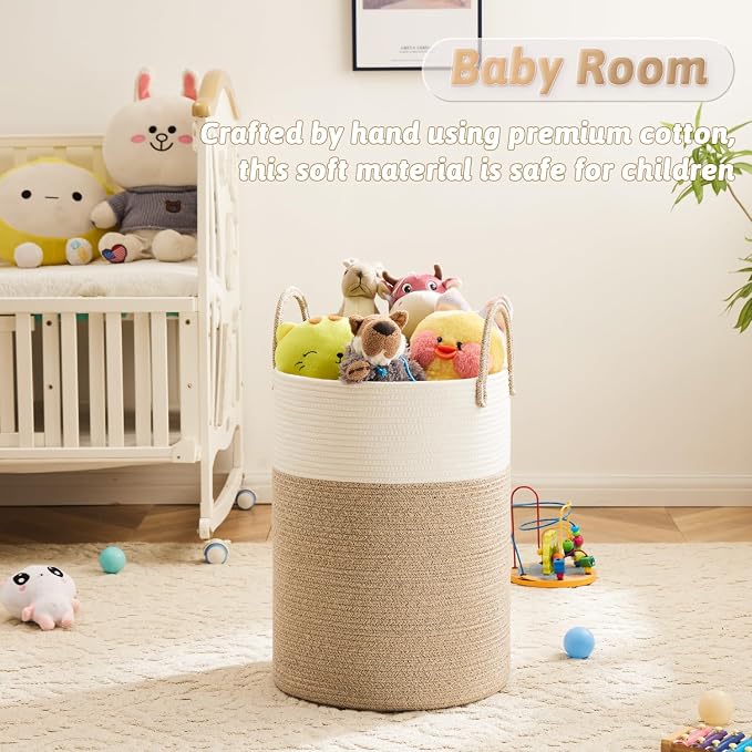 Artfeel Laundry Basket, Woven Cotton Rope Laundry Hamper, 60L - Image 3