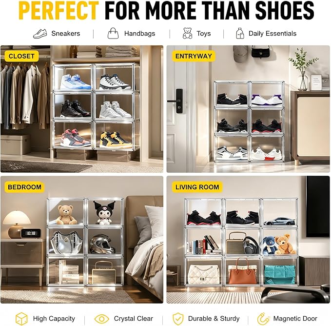 Clear High-Top Sneaker Storage Box, Acrylic Shoe Organizer 1 Pack - Image 7