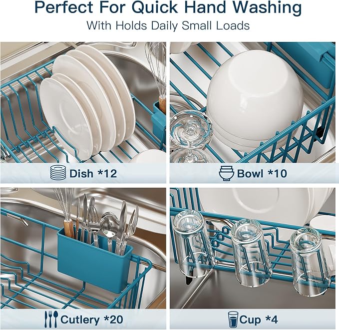 Blue Dish Drying Rack Over Sink - Image 7