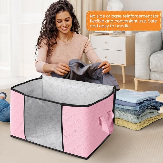 3 Pack Storage Bags for Clothes Blanket Storage Bins - Image 3