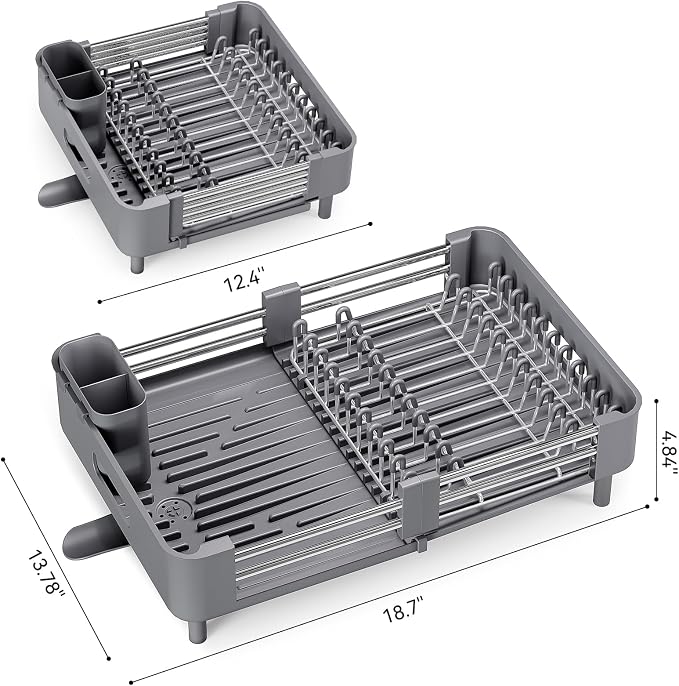 Urackify Extendable Stainless Dish Drying Rack - Image 6