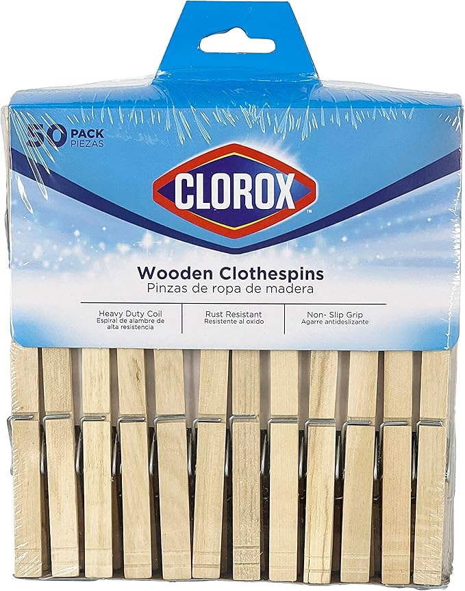 Clorox Wood Clothespins with Spring – Value Pack Set of 50 | Rust Resistant - Image 6