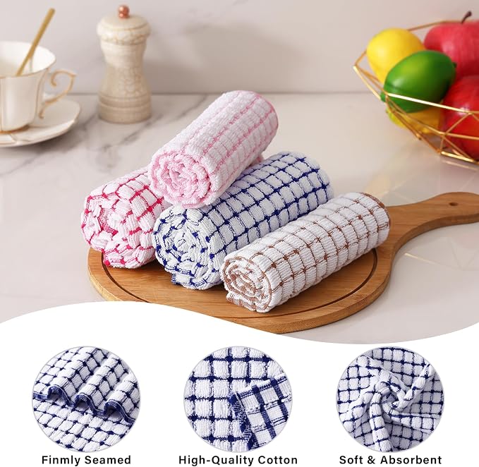Kitinjoy Cotton 8 Pack Terry Kitchen Towels, Mix Colour - Image 2