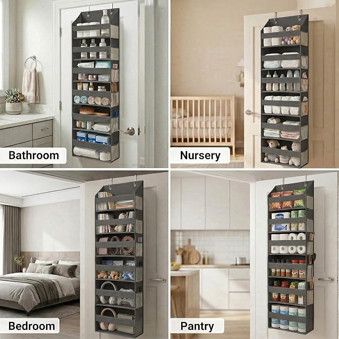 HOMELUX THEORY Over the Door Organizer, 100D Fabric, Dark Gray 1pc - Image 5