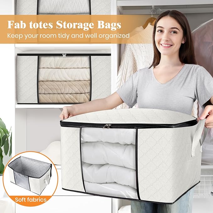 4 Pack Storage Bags for Clothes Blanket Storage Bins - Image 5