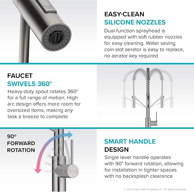 KRAUS Oletto Commercial Style Single Handle Pull Down Kitchen Faucet - Image 9