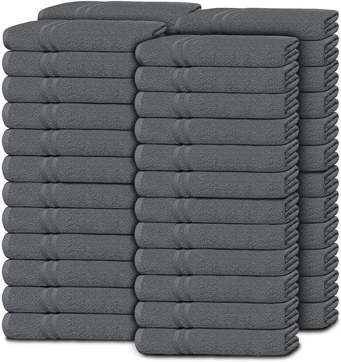 White Classic Wealuxe Dark Gray Washcloths 48 Pack by WhiteClassic