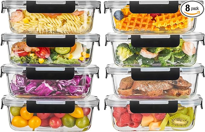 Liuruiyu 8 Pack 36OZ Glass Food Storage Containers by Liuruiyu