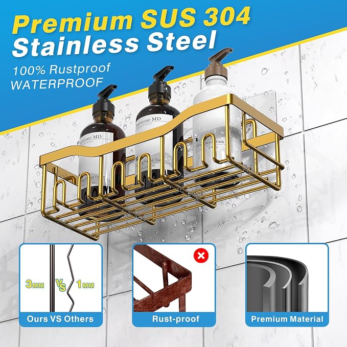 Shower Caddy 5 Pack, Adhesive Shower Organizer - Image 5