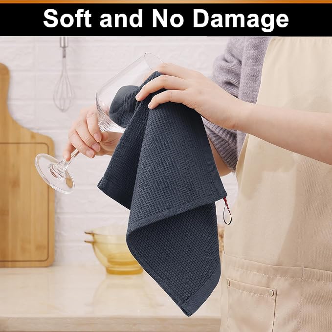 Homaxy 100% Cotton Waffle Weave Dish Cloths, 6 Pack, Dark Grey - Image 4