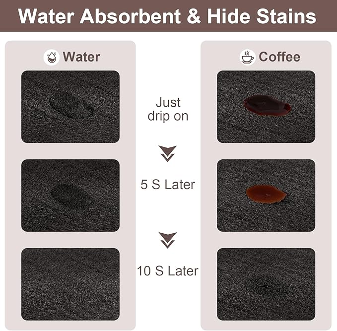 CooRug Fashion Coffee Mat, Dish Drying Mat 12" x 20" Black | Hide Stain - Image 2