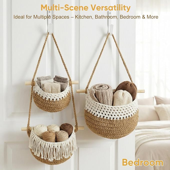 Boho Style Handwoven Rope Hanging Basket - Image 6