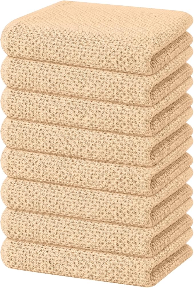 Homaxy 100% Cotton Waffle Weave Kitchen Dish Towels 8-Pack, Apricot | 13 x 28 by Homaxy