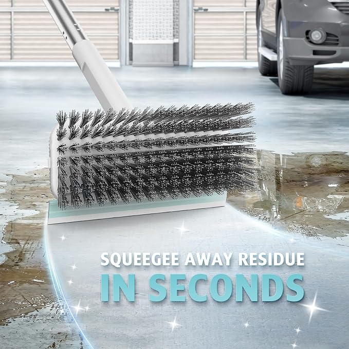 AIR U+ Concrete Scrub Brush, Long Handle, 7-Row Wire Bristles, Squeegee | - Image 5
