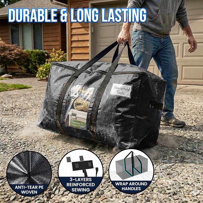 TAILI 6 Pack Black Extra Large Moving Bags, Storage Bag - Image 3