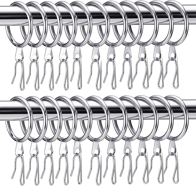 Hotop 60 Pcs 1.26 Inch Curtain Ring and 60 Pcs Pin Hook, 0.98/1.26/1.5/1.65 by HOTOP