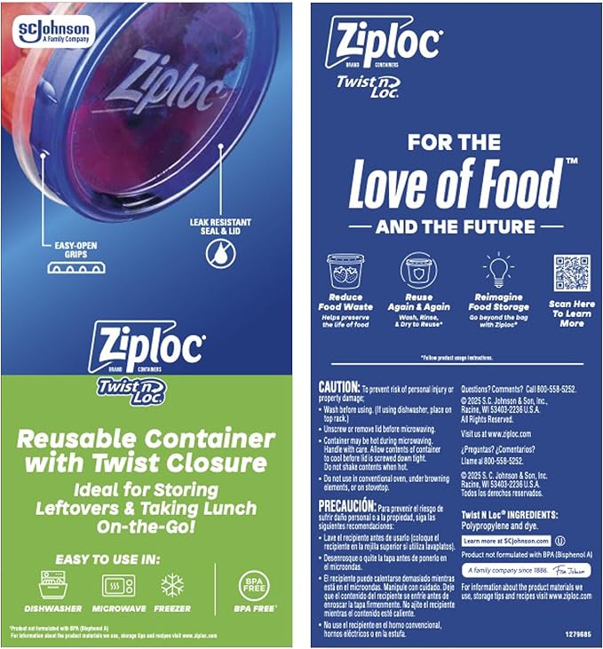 Ziploc Twist n Loc Food Storage Containers, Leak Resistant Design, Small and - Image 8