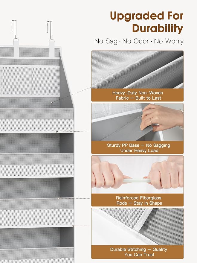 2 Pack Over The Door Organizer, Heavy-Duty 6-Shelf Hanging Storage - Image 4