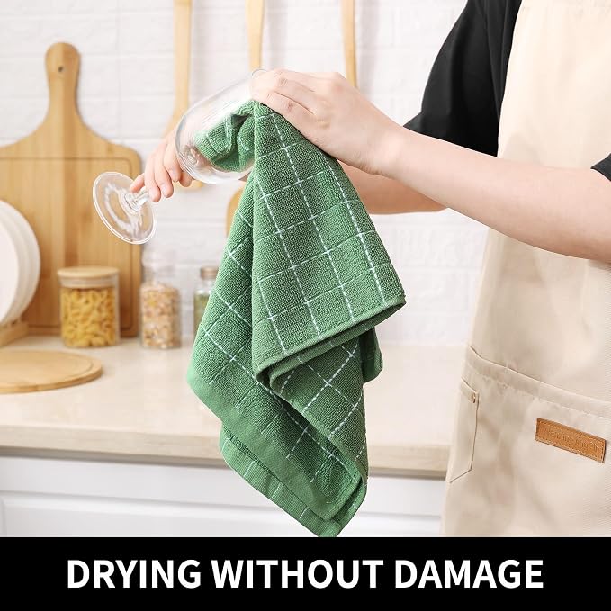 Homaxy Kitchen Towels and Dishcloths Set, Grass Green - Image 5