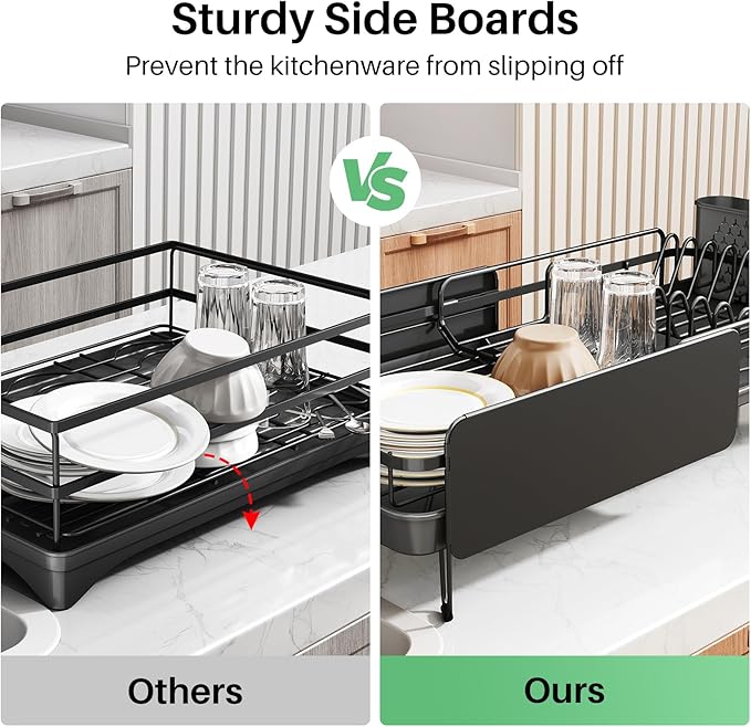 SNTD Large Dish Drying Rack for Kitchen Counter, Expandable, Adjustable Length - Image 5