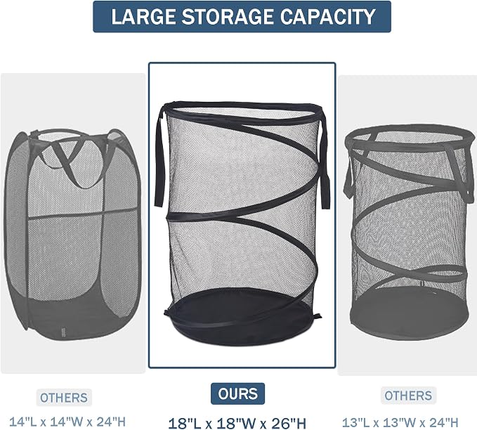 Seiritex Mesh Popup Laundry Hamper 115L Foldable Laundry Basket Extra Large - Image 2