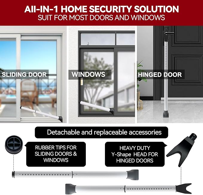 AceMining Door Security Bar, Patio Door Lock, 20-50 in | Sliding Glass Door - Image 2
