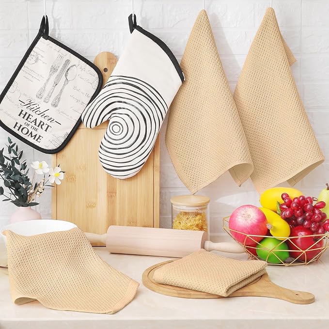 Homaxy 100% Cotton Waffle Weave Kitchen Dish Cloths 24-Pack, Apricot | 12 x 12 - Image 6