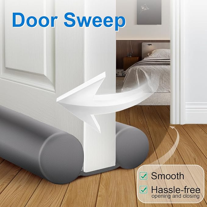 MAXTID Large Door Draft Blocker 32" Grey Bottom Door Draft Stoppers | Weather - Image 6
