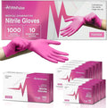 FifthPulse Fuchsia Hot Pink Nitrile Disposable Gloves -3 Mil Medical Exam by FifthPulse