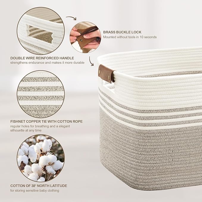 100L Large Woven Laundry Basket Hamper - Image 5