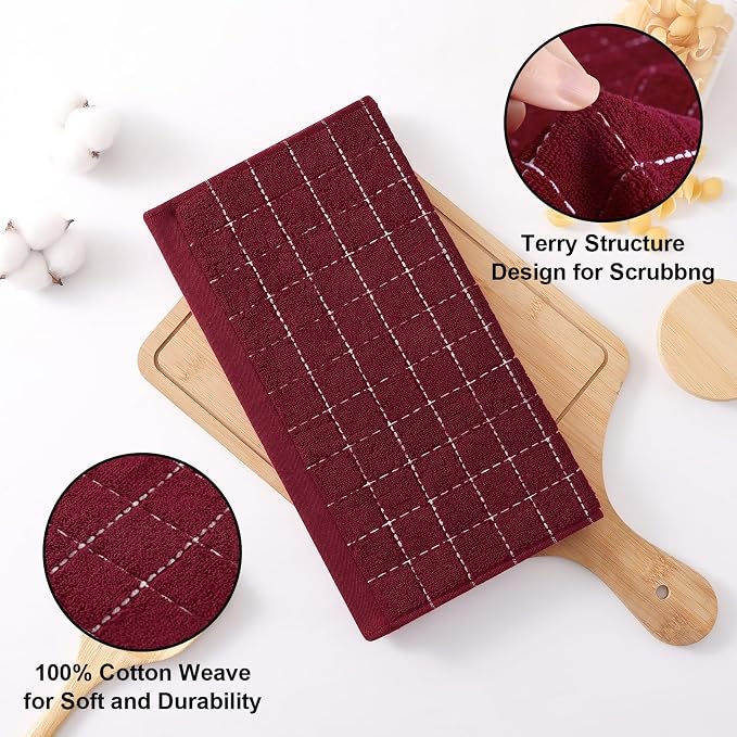 Homaxy 100% Cotton Terry Kitchen Dish Cloths, 8 Pack - Image 2