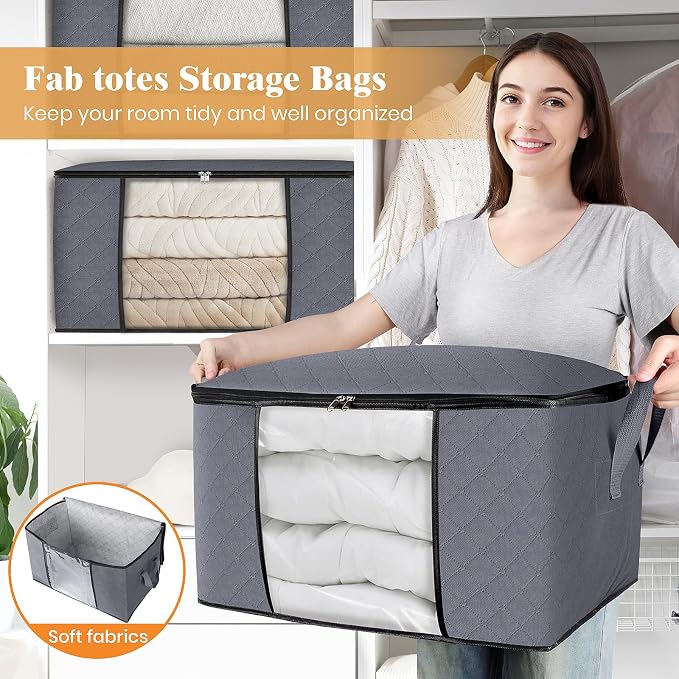 4 Pack Storage Bags for Clothes Blanket Storage Bins - Image 5