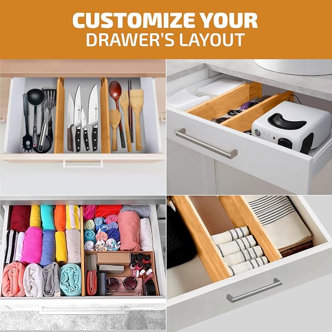 6-Pack Drawer Dividers 6-Inch High Dresser Drawer Organizer 11.5 to 17 Inch | - Image 4
