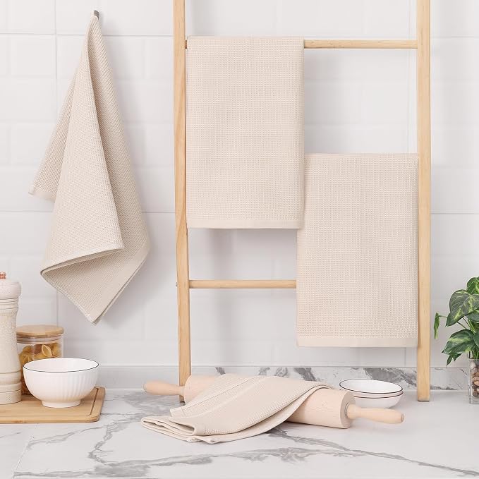 Homaxy 100% Cotton Waffle Weave Kitchen Towels, 12 Pack - Image 2