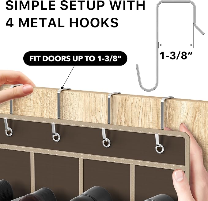 Simple Houseware 24 Pockets Clear Over the Door Shoe Organizer, 4 Durable Metal - Image 4