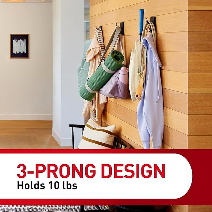 Command X-Large Black Triple Hooks, 2 Hooks, 6 Strips | Heavy Duty, Damage-Free - Image 6