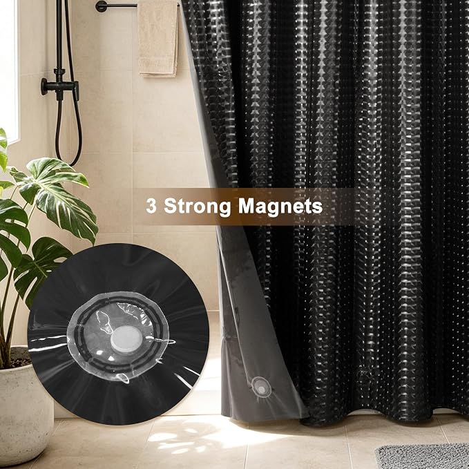 Barossa Design Extra Long Shower Curtain Liner Dimensional Black - Image 4