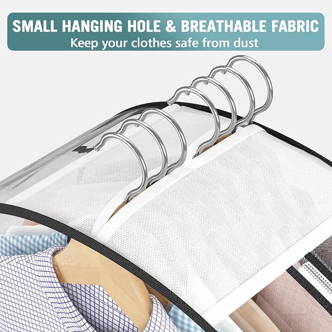 Liuoud Clear Garment Bags for Hanging Clothes 10” Gusseted, 6 Pack, 40”&60” | - Image 3