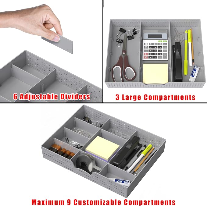 Simple Houseware Drawer Organizer Tray, 9 Adjustable Compartments, and Craft - Image 3