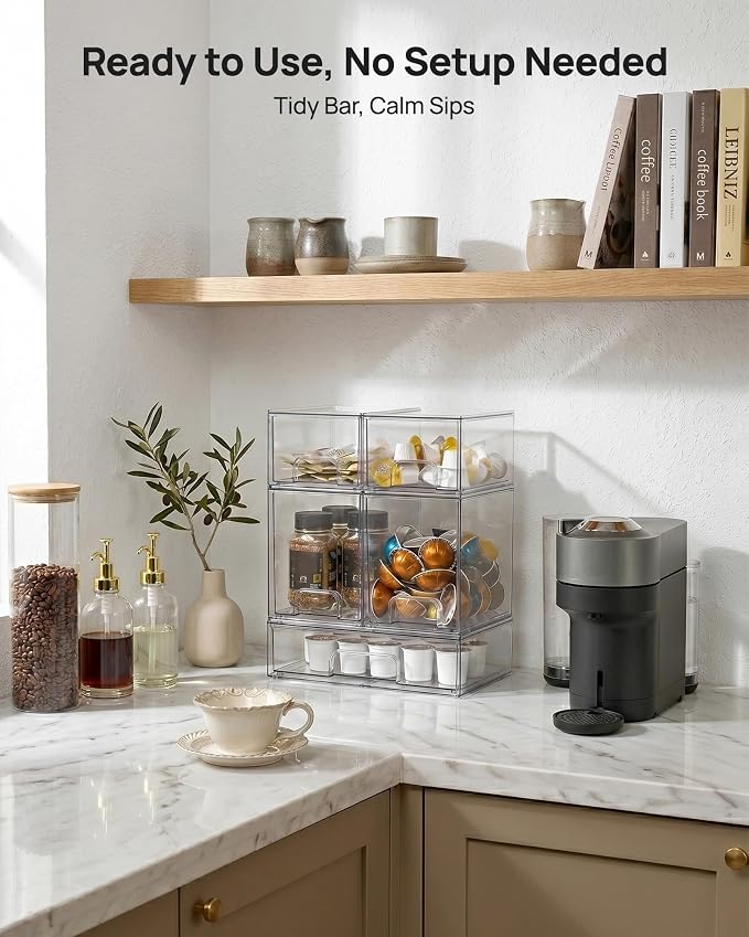 Vtopmart Clear Stackable Storage Drawers Set of 9, Plastic Organizer Bins | - Image 2